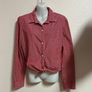 ✨ Vintage Polo Ralph Lauren Red and White Striped Button-Up Shirt
